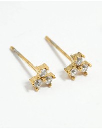 Lovisa - Waterproof Gold Plated Stainless Steel Cubic Zirconia Petal Earrings 2-Pack