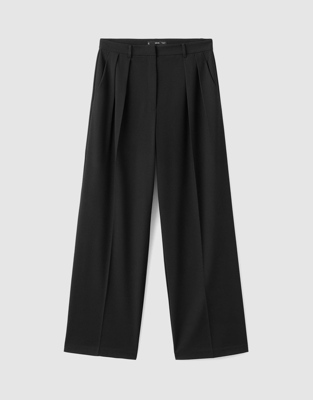 M.N.G - Wide-Leg Mid-Rise Pleated Trousers