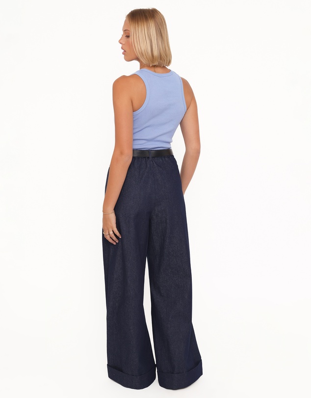 Petal & Pup - Elinor Cuffed Denim Pant - Dark Wash