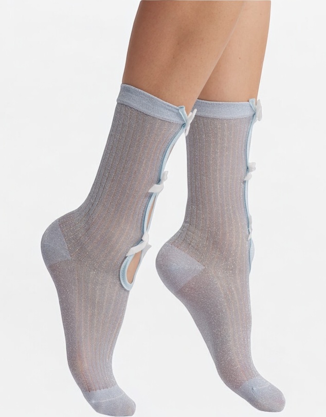 High Heel Jungle - Lurex Velvet Bow Socks