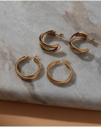 Najo - Duet Yellow Gold Hoop Earrings