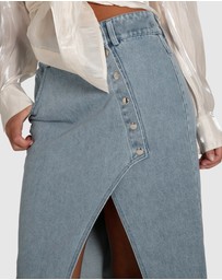 Belle & Bloom - Can't Forget You Denim Midi Skirt