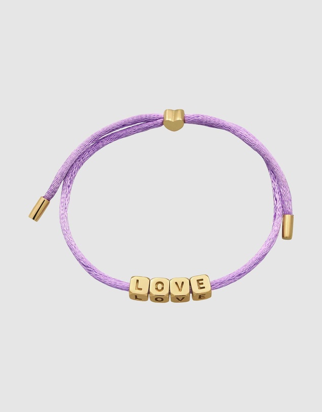 Elli Jewelry - LOVE Charm Purple Satin Bracelet