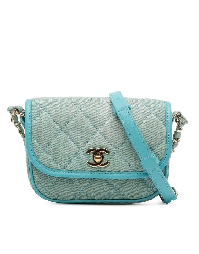 Pre-Loved by Azura Reborn - Pre-Loved Mini CC Quilted Denim Messenger Flap