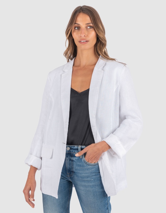 CAMIXA - Jackie Oversized Linen Blazer Jacket