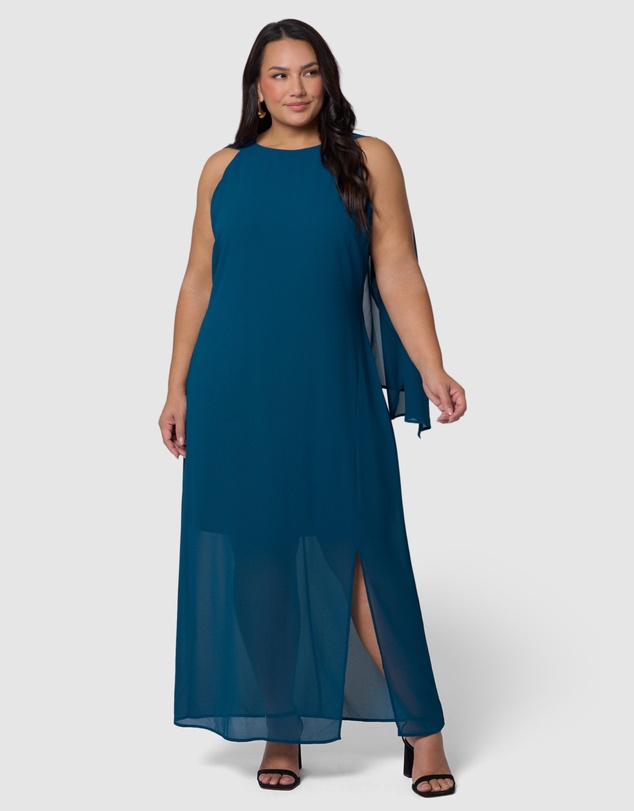 Pink Dusk by Curve Project - Eclipse Cape Maxi Dress