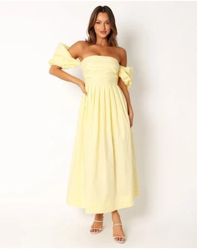 Petal & Pup - Solana Off Shoulder Midi Dress - Yellow