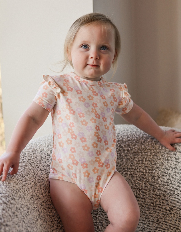 Kynd Baby - Frill Short Sleeve Bodysuit in Blooms