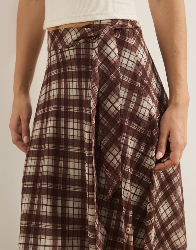 Atmos&Here - Rumi Checked Print Maxi Skirt