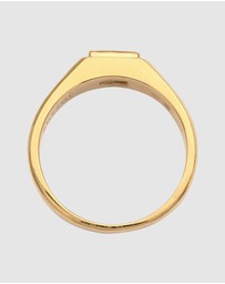 Kuzzoi - ICONIC EXCLUSIVE - Ring Male Rectangle Blue Sapphire 925 Sterling Silver Gold Plated