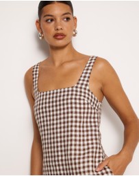 AERE - Nolana Gingham Shift Mini Dress
