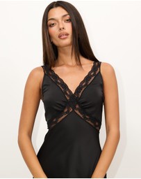 Dazie - Moonlit Lace Satin Mini Dress