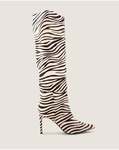 Shelly Shen - Marlow Heel Long Boots Zebra