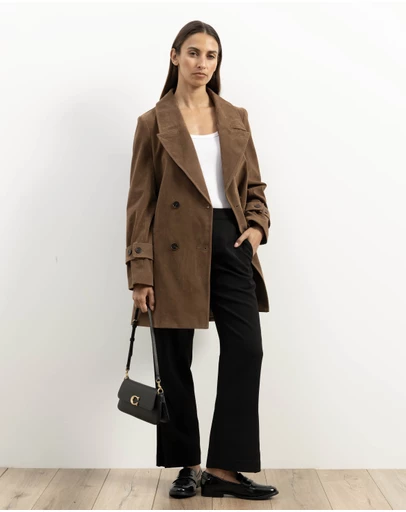 Atmos&Here - Lila Faux Suede Trench Coat