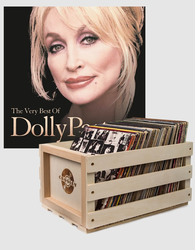 Sony Music - Crosley Record Storage Crate Dolly Parton The Very Best Of Dolly Parton Vinyl Album Bundle