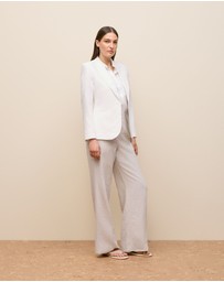Trenery - Linen Cotton Herringbone Blazer in White