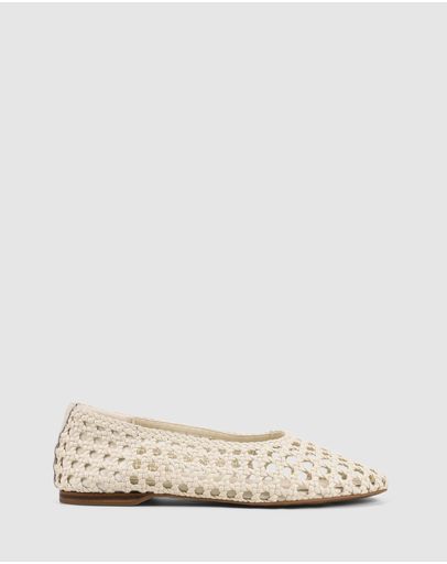 Cream White Woven Leather