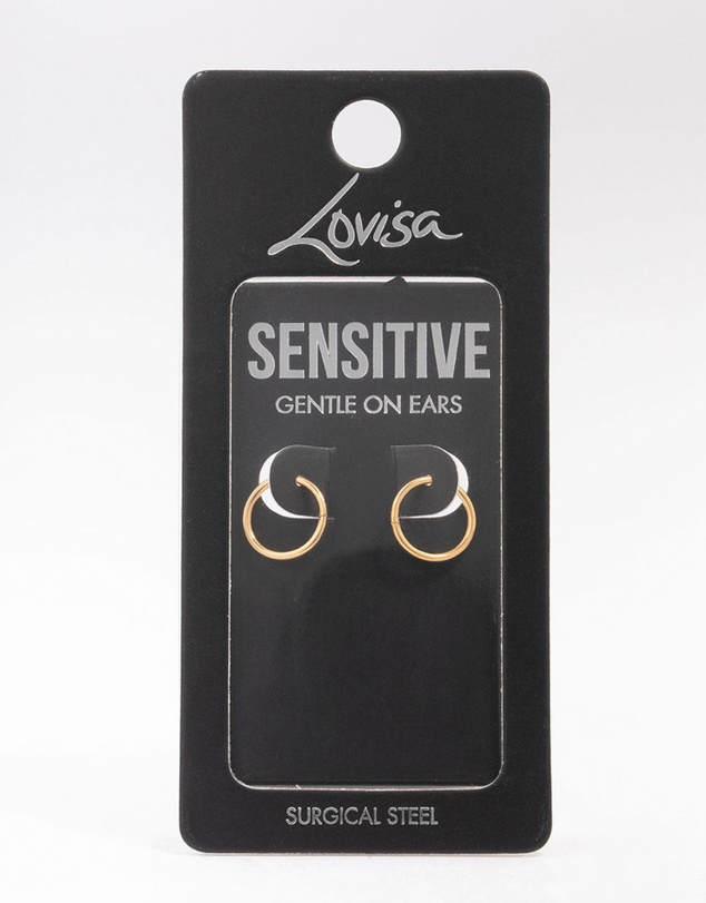 Lovisa - Gold Plated Surgical Steel Sleeper Hoop Earrings 10mm