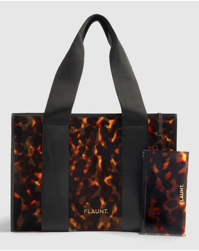 Flaunt - Flaunt Faux Tortoise Shell Everyday Tote w/ Pouch