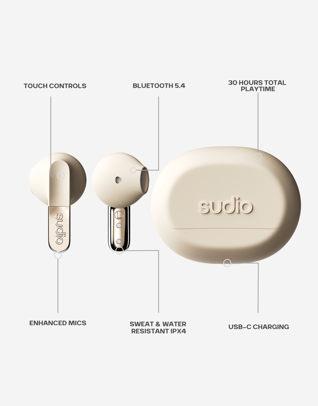 Sudio - N3 -True Wireless 5.4 Bluetooth In-Ear Headphones/Earbuds