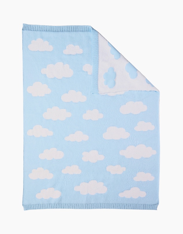 Living Textiles - Pram Knitted Blanket - Cloud Whisper / Blue