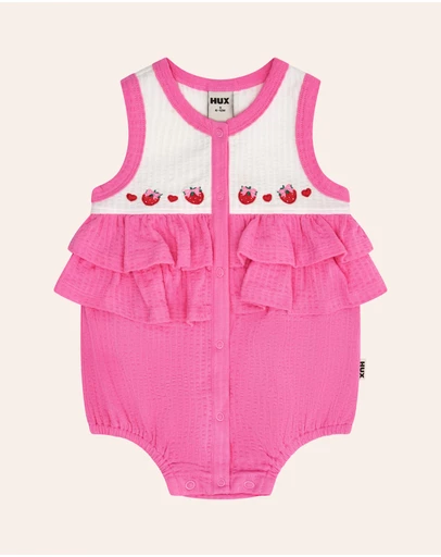 Huxbaby - Berry Sweet Seersucker Romper - Babies