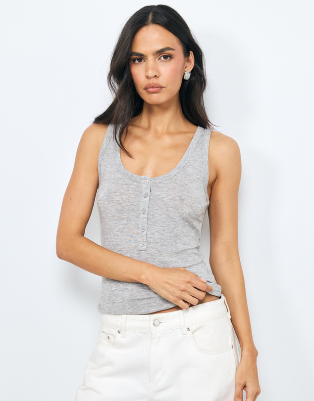 AERE - Sheer Henley Tank