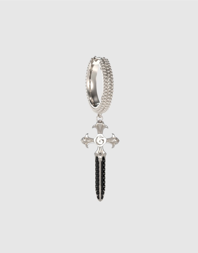 GUESS - Silver-Tone Rebel Knight Dagger Drop Earring