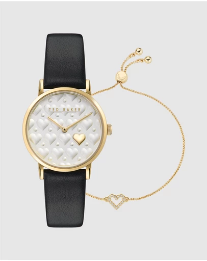 Ted Baker - Staciie Hearts 32mm Black Watch & Bracelet Gift Set
