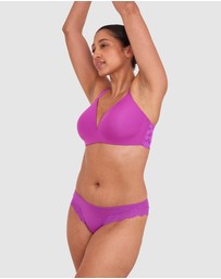 Bras N Things - Nkd High Leg Lace Brazilian Knicker - Purple