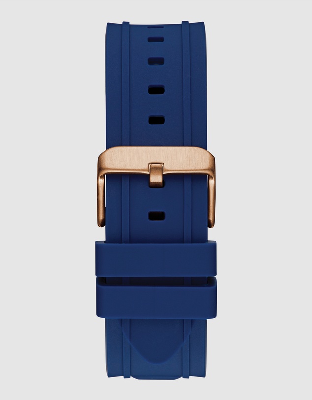 GUESS - GUESS Dashboard Rose Gold-Tone Case Blue Silicoen Strap