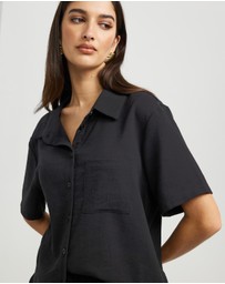 Dazie - Summer Plans Linen Blend Button-Up Shirt
