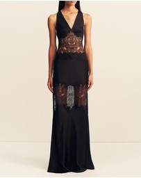 Shona Joy - Jamila Plunged Lace Panelled Maxi Dress
