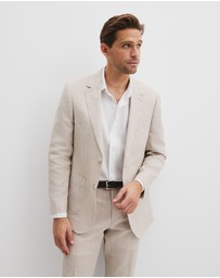 Country Road - Regular Fit Linen Single Breasted Check Jacket
