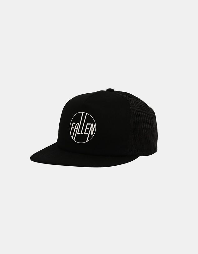Fallen Footwear - Fallen Footwear Circle Trucker Hat Flat Visor 3D Printed Logo - Black / White
