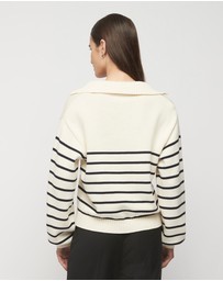 FRIEND of AUDREY - Collared Cotton Striped Knit
