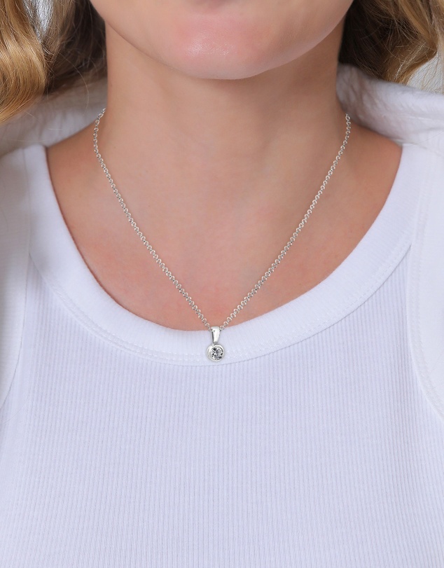 Elli Jewelry - Necklace with pendant Circle Zirconia 925 Sterling Silver