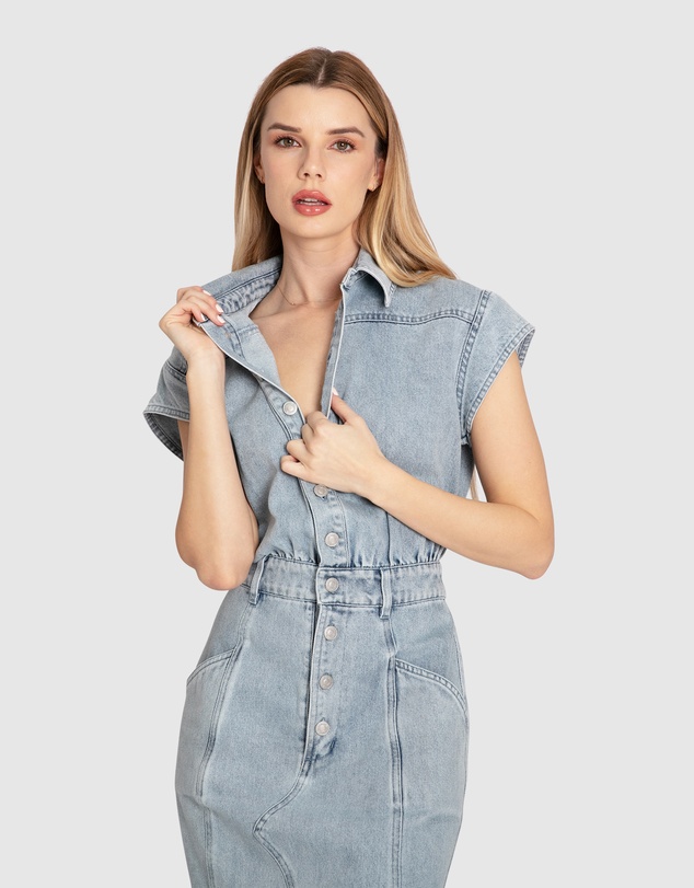 Belle & Bloom - Sundown Denim Midi Shirt Dress