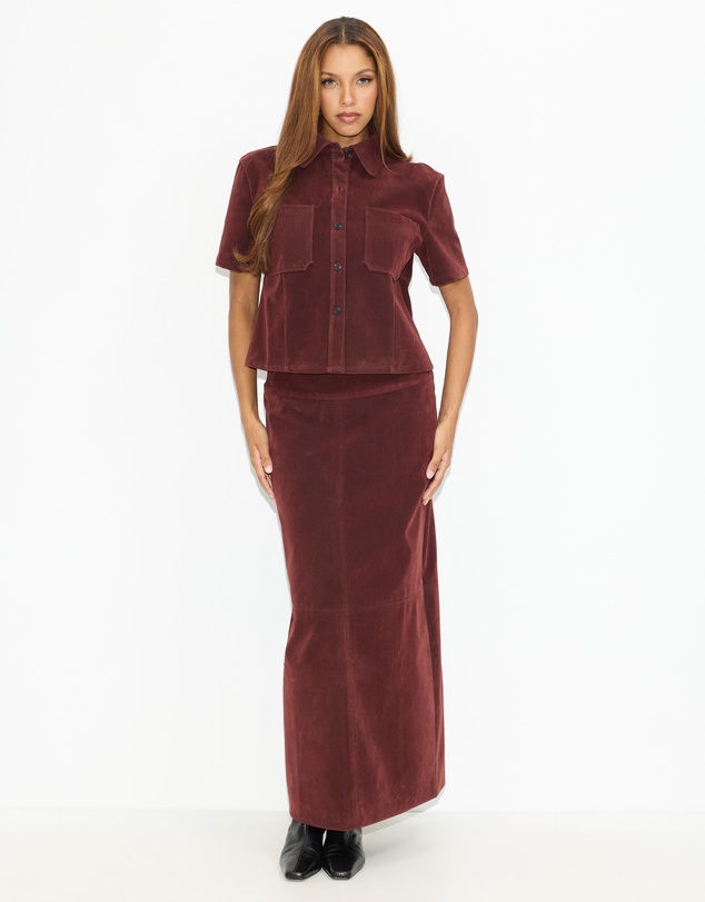 Dazie - Bailey Faux Suede Midi Skirt