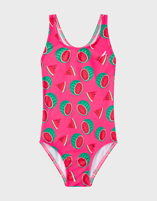 Budgy Smuggler - Girls One Piece in Watermelon Sugar Thighs