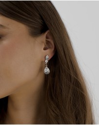 The White Collection - Bianca - Elegant Silver Bridal Drop Earrings