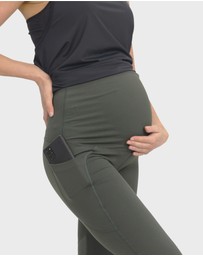 Angel Maternity - Maternity Workout 3/4 Length Legging - Khaki Green