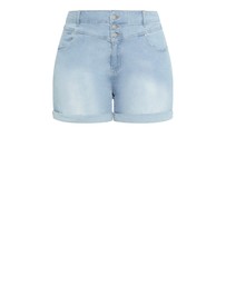 City Chic - Plus size Clean Hi Waist Denim Short - light wash