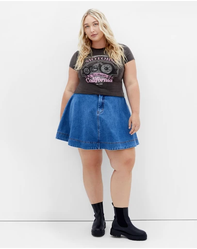 City Chic - Micro Pink Print Wash Tee