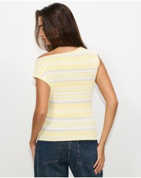 Dazie - Calista Stripe Asymmetrical Knit Top