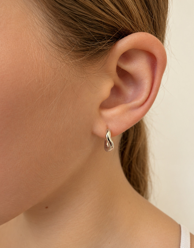 Luna Rae - Sterling Silver Waved Hoops - Medium