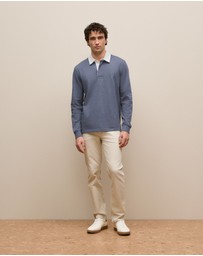 Trenery - Jersey Cotton Monogram Rugby in Denim Blue Marle