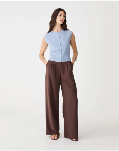 Forcast - Faye Sleeveless Button Up Knit