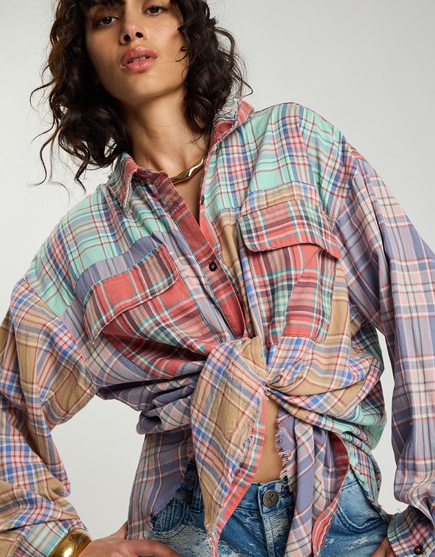 ONE TEASPOON - Sunset Madras Check Tie Back Shirt