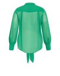 City Chic - Plus size Jane Tie Hem Shirt - kelly green